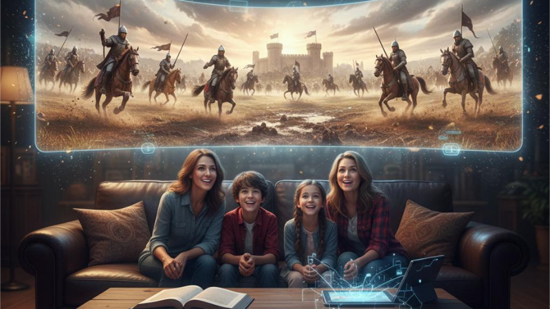 Film set depicting actors recreating a historical era for a drama series